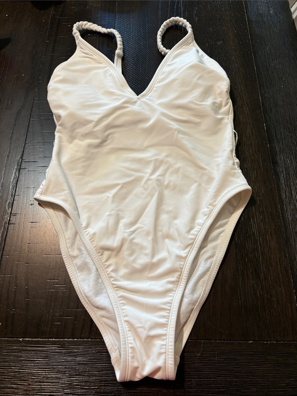 Women’s White One-Piece Swimsuit with Braided Straps